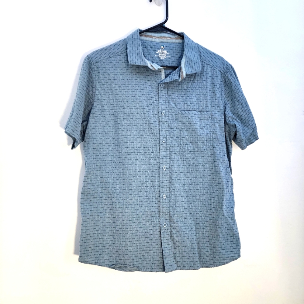 Kuhl Blue Button Down Short Sleeve Shirt Size Medium